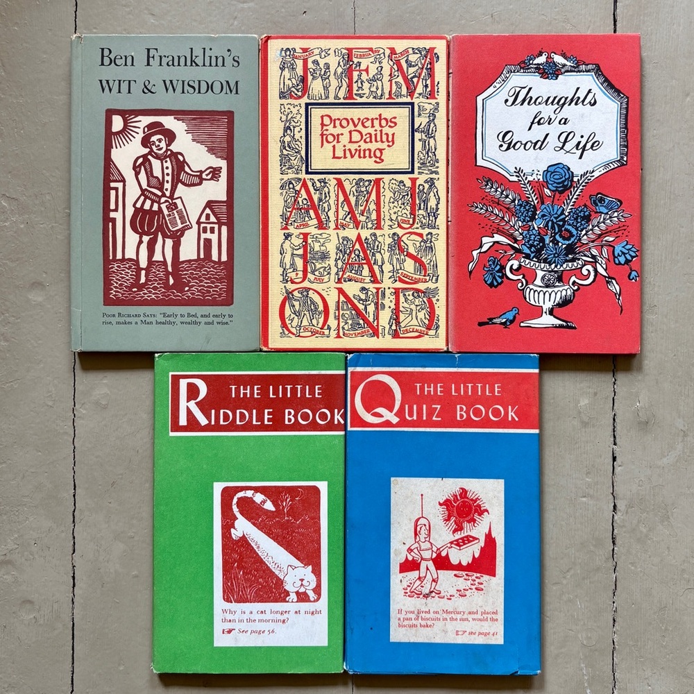 5 Vintage Peter Pauper Press Books Wit Wisdom Proverbs Riddles Jokes Floral Art